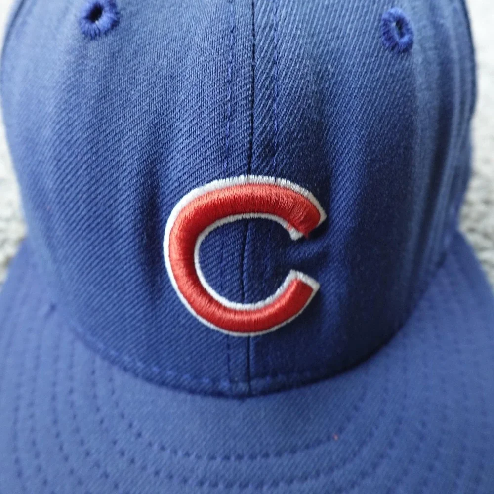 VTG‎ Chicago Cubs Hat Cap Fitted Mens 7 Blue MLB Baseball New Era Wool 90s USA